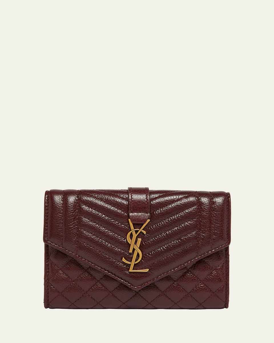 Small YSL Envelope Flap Wallet in Quilted Leather